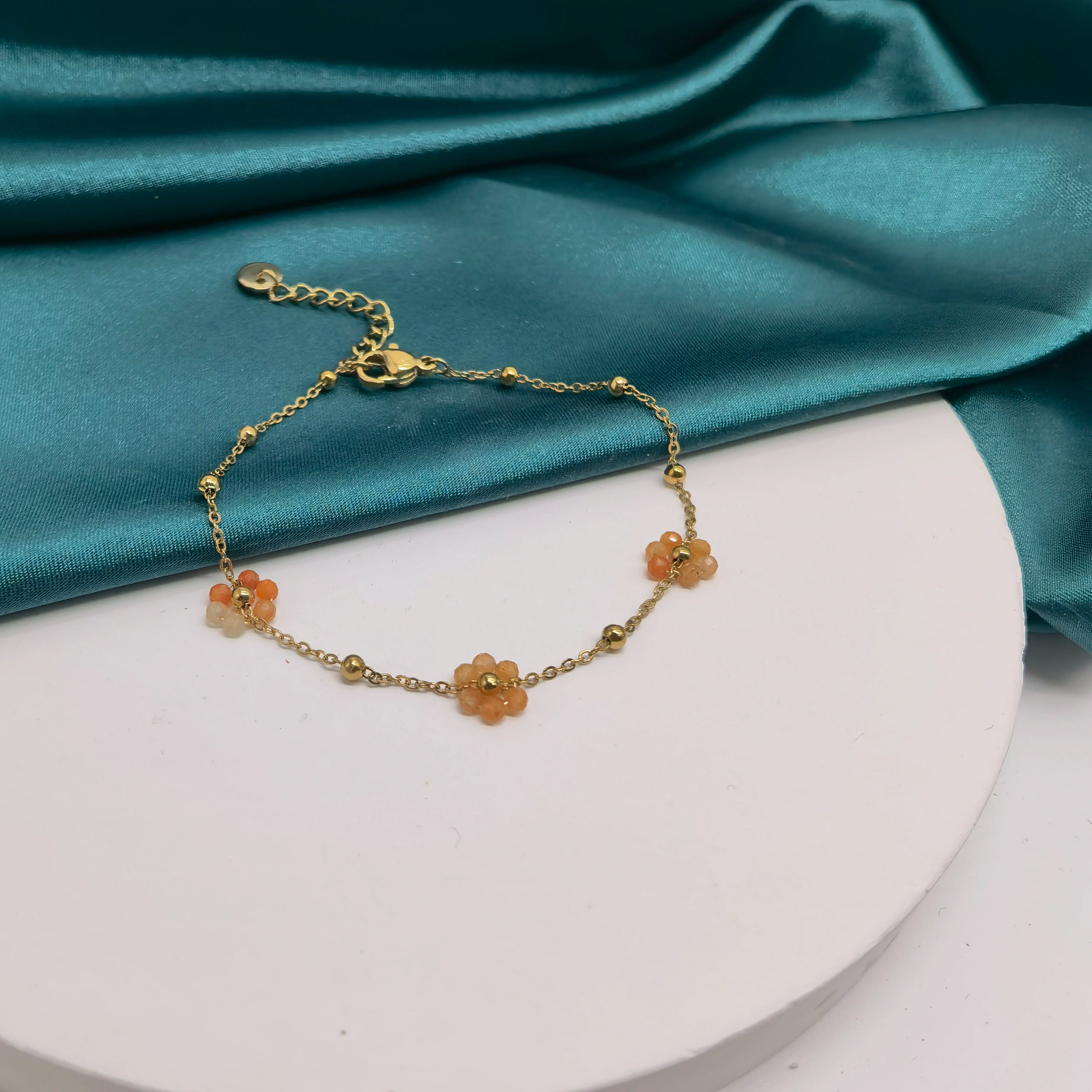 INS Hot Sale Summer Jewelry Set Handmade Crystal Beaded Flower Satellite Chain with 18K Gold Stainless Steel Necklace Weddings