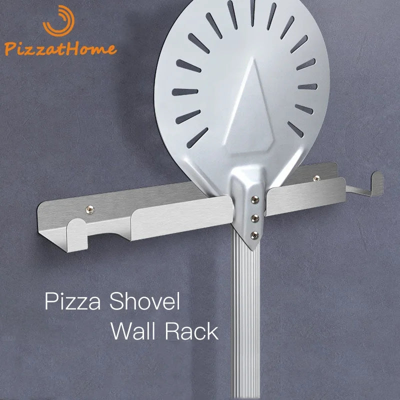 Pizza Peel Wall Rack Brushed Stainless Steel Pizza Peel Wall Mounted Hanger Heavy Duty Pizza Shovel Holder Rack