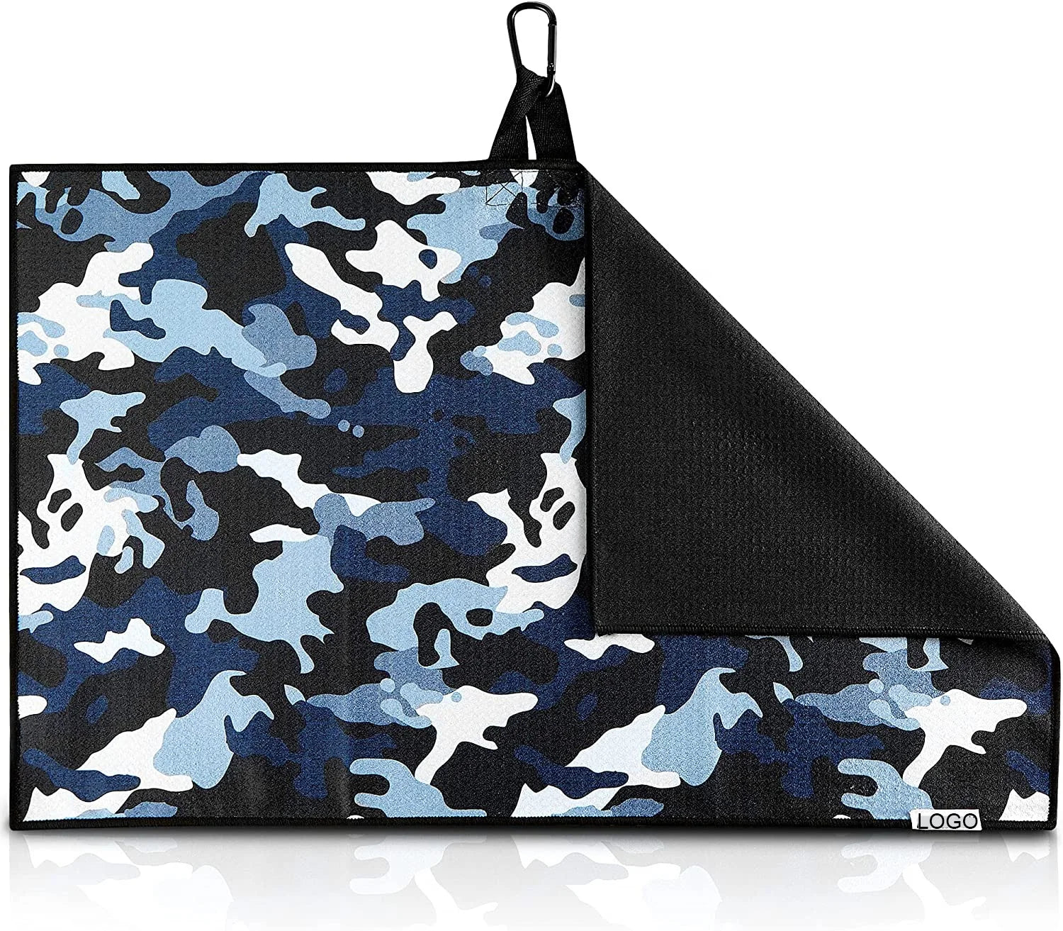 Factory Custom Logo Golf Towel Sublimation Printed Microfiber Waffle Weave Mini Gym Golf Sports Towel With Clip Rings Hook