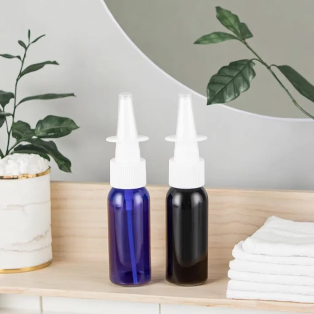 White Pink Black Blue Amber Customizable Color 10ml 15ml 30ml PET Material Screen Printed Nasal Spray Bottles Screw Cap Liquid