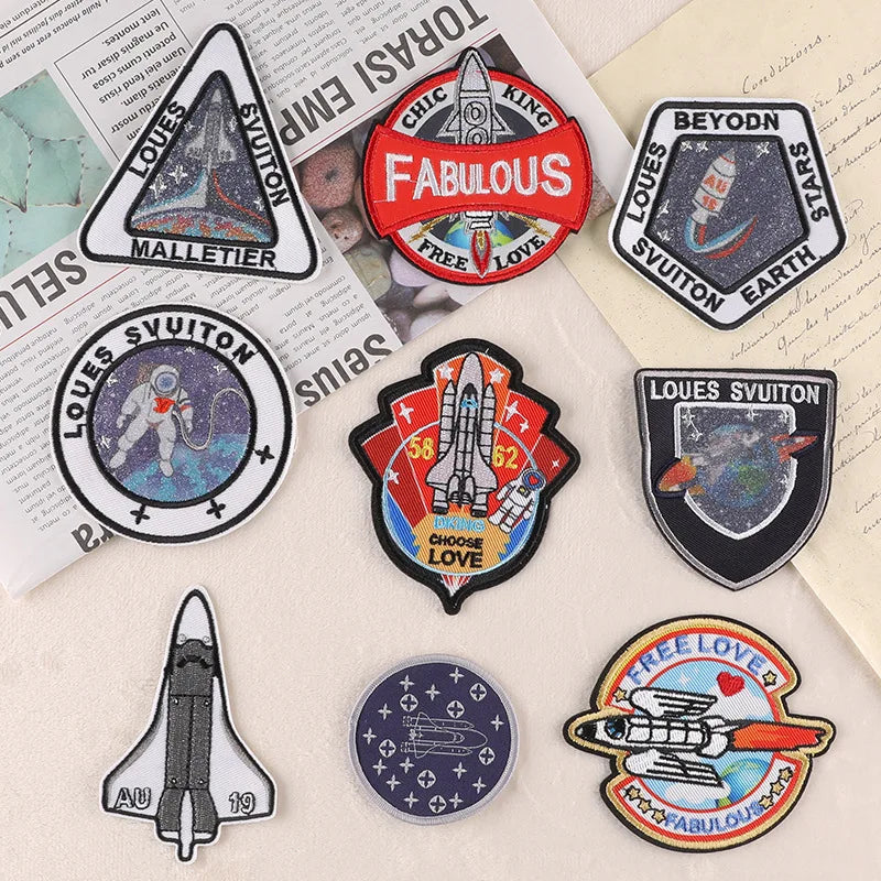 9PCS Embroidered Astronaut Embroidery Badge Stickers Embroidered or Woven Cloth Tactical Patches