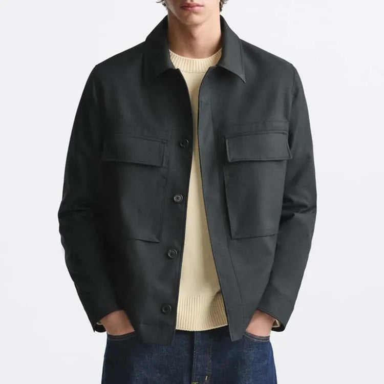 YUCHEN Hot Sale Custom Slim Fit Button Shacket Lightweight Pockets Men's Jacket