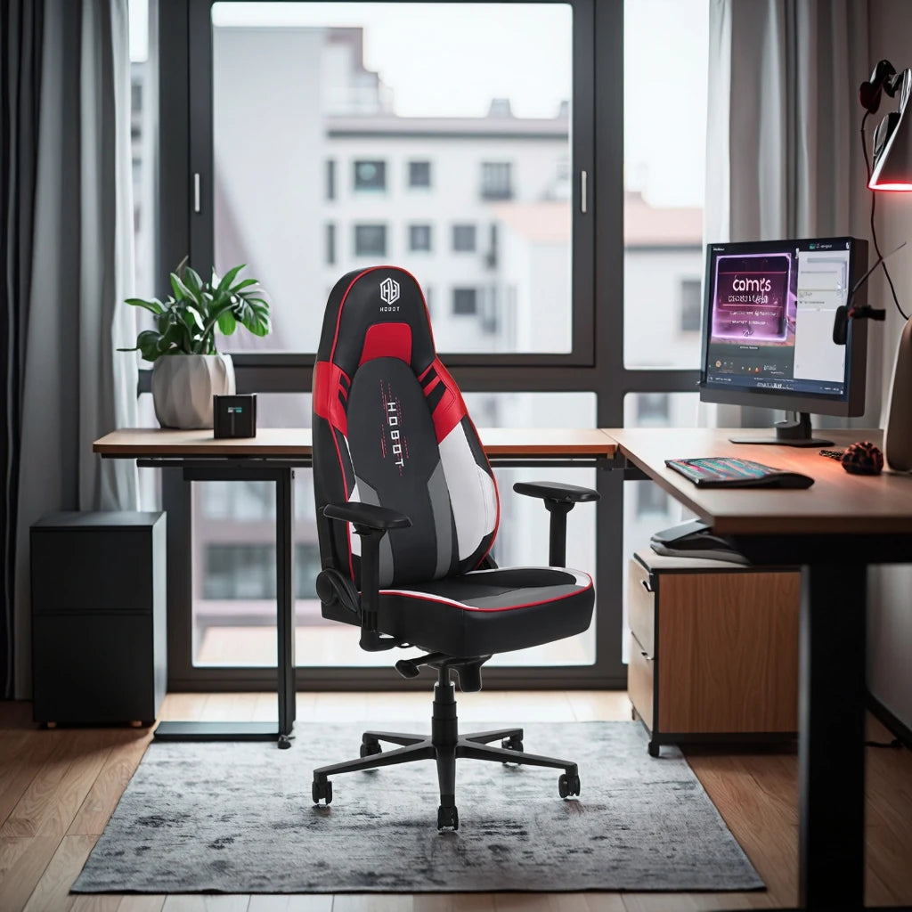 Hobot Comfortable Red Racing Gamer Swivel Synthetic Leather Office Game Seat for PC Gaming Chair
