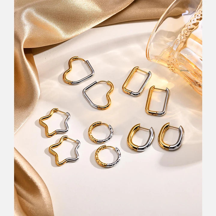 HOVANCI Minimalist Style Hypoallergenic 316 Stainless Steel PVD Earrings Color Blocking Hoop Earrings Jewelry for Men Women