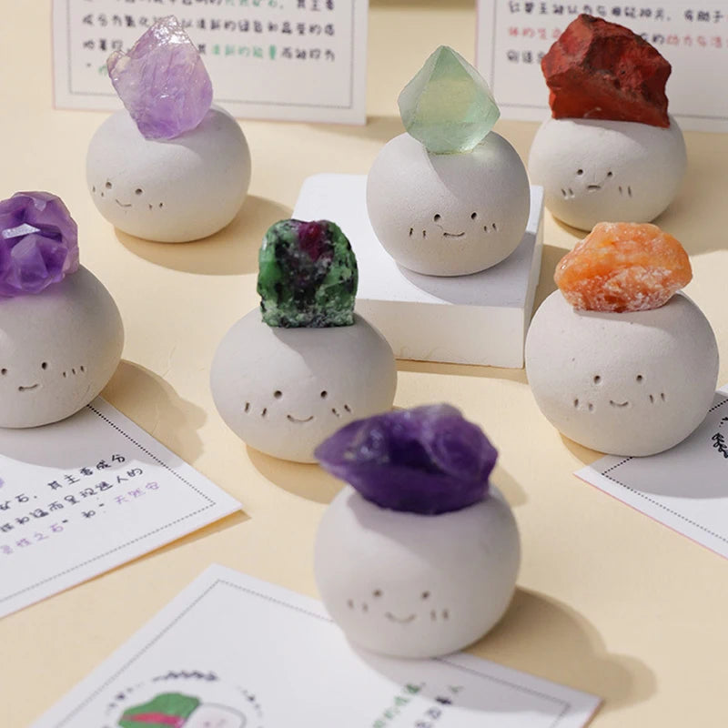 Natural Gemstone Spiritual Mineral Carvings Handmade Healing Products Cute Crystal Crafts for Office Gifts