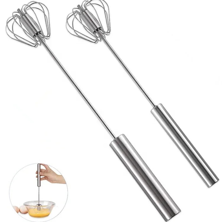 XS01 Home Kitchen Sizes 10'' 14'' Eco-Friendly Hand Wash Stainless Steel Manual Rotating Egg Whisk
