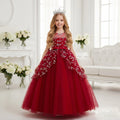 Elegant Long Kids Girl Wedding Dress Princess Party Dress Girls for 2 Pieces Pretty Flower Big Girl Prom Dresses