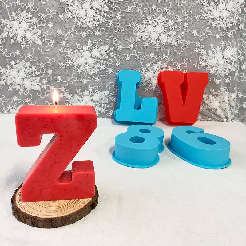 J1159 Home Decoration Candle Soap Cake 26 English Letters Epoxy Resin Mold Large Size  a to Z Alphabet Silicone Mold