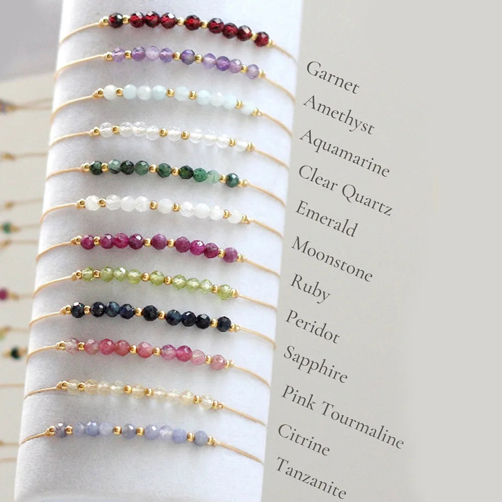 Go2boho Minimalist Boho Style Birthstone Bracelet Handmade Opal Gemstone String Adjustable Jewelry for Women Mother's Day Gift
