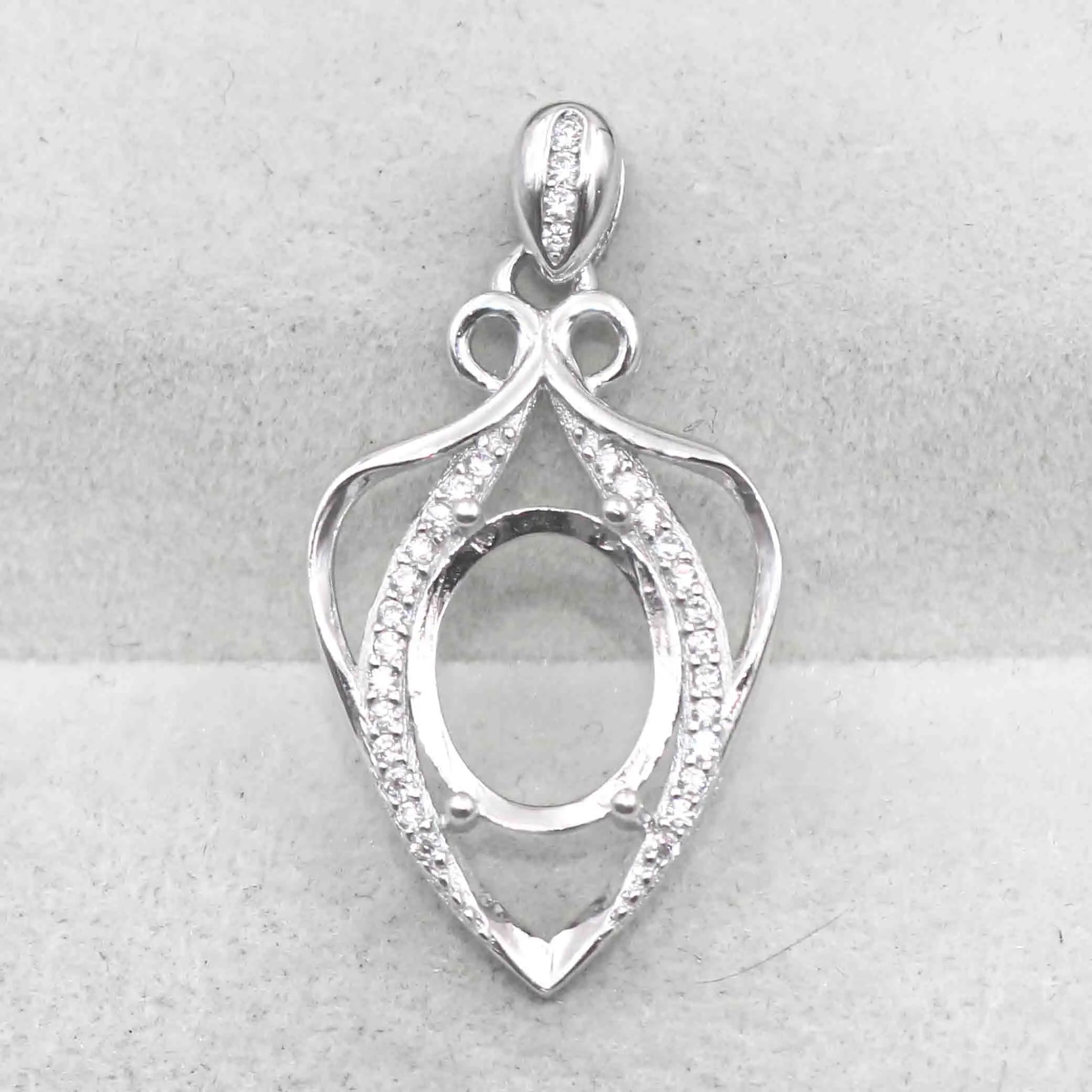 Sterling Silver 9*11mm Semi Mount Pendant Empty Frame Blank Support Setting S925 Base Holder Without Center Stone for DIY Inlay
