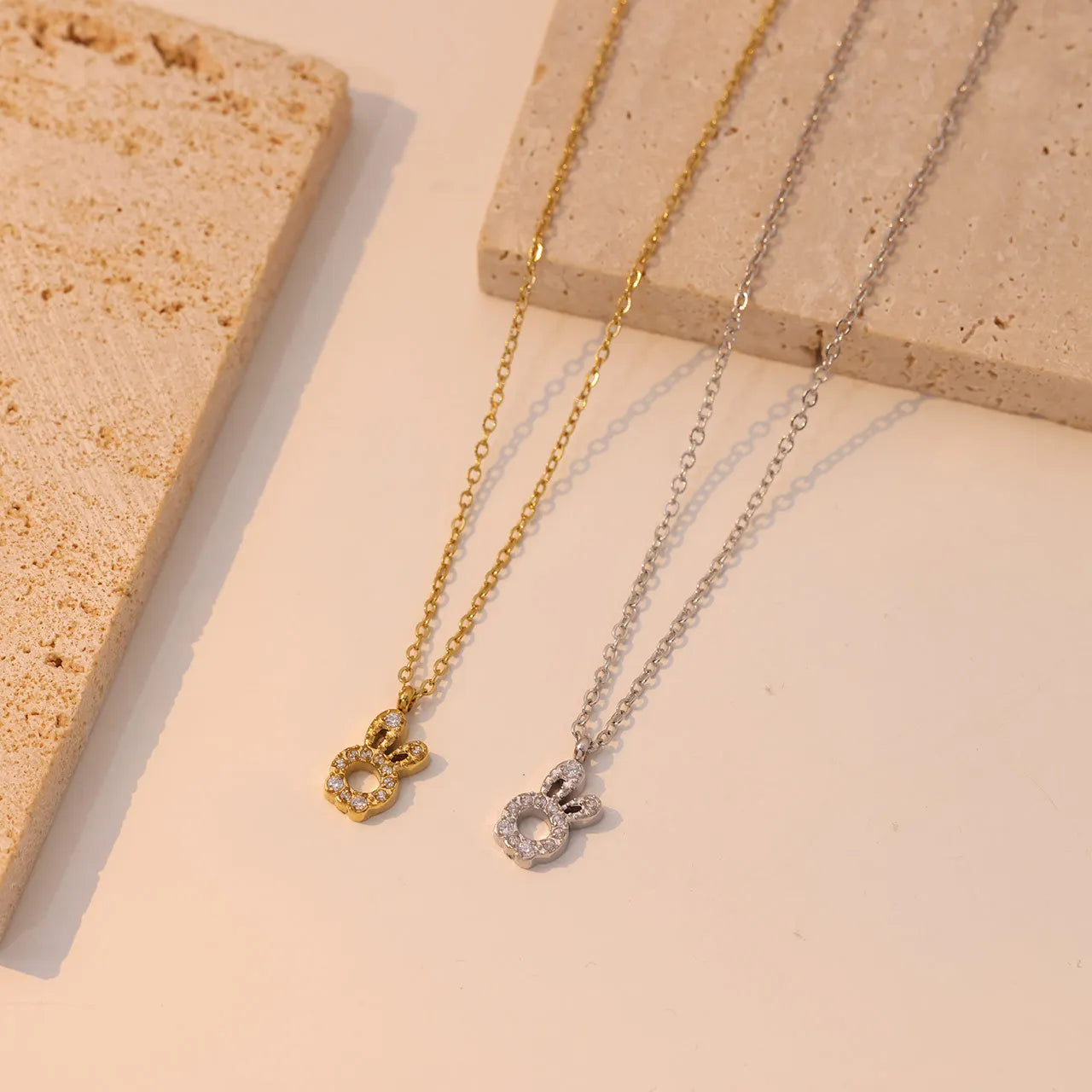 Stainless Steel Cute Jewelry Zircon Necklace Fashion Stainless Steel Rabbit Pendant Clavicle Chain for Girl Birthday Gift