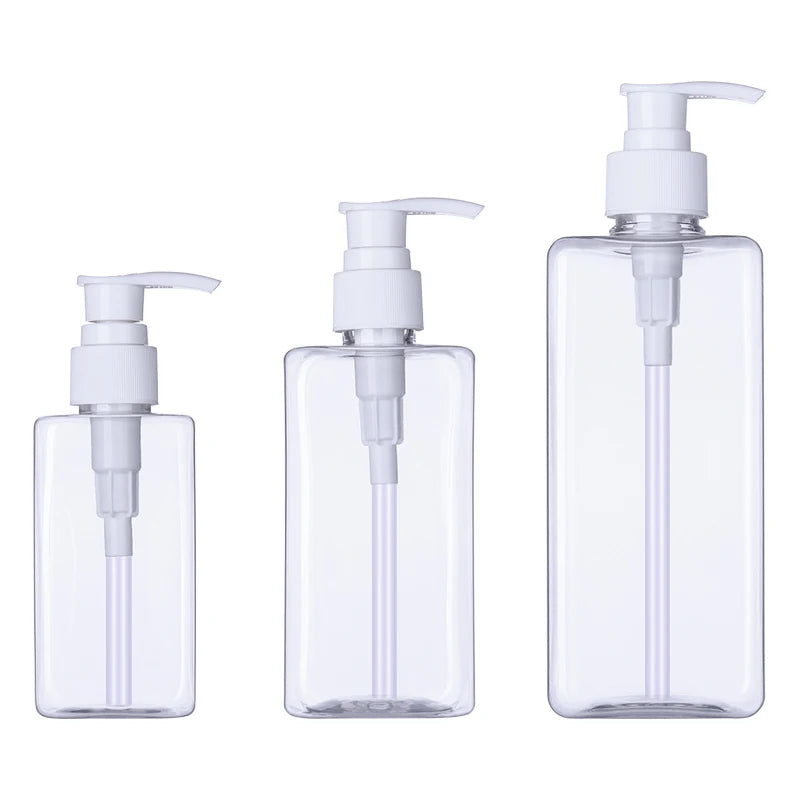 PET 180ml 300ml 500ml 10OZ 16OZ square Bottle Pressure Lotion Hand Sanitizer Body Wash Shampoo in Plastic Plastic Bottle