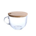 480ml Classic Small Glass Cup Modern Bamboo Lid Glass Cup Cheap Glass Cup for Milk Tea Breakfast