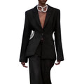 TWOTWINSTYLE Hot Sale Coat Notched Collar Long Sleeve Hollow Out Woman Blazer Jackets for Women
