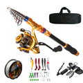 Spining Telescopic Fishing Rod and Reel Combo Kit Set with Line Lure Set Reel Plier and Carry Bag for Beginner