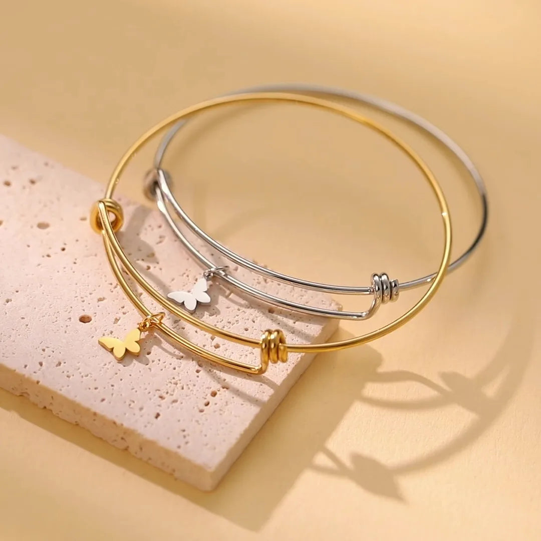 Myshape Butterfly Charm Hand Bracelet for Women Girls Stainless Steel Gold Color Adjustable Bangle 2025 Fashion Jewelry Gift