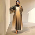 Habib Muslim 2 Pieces Ombre Gradient Abaya Set Wholesale Gradient Open Abaya With Inner Dress Set