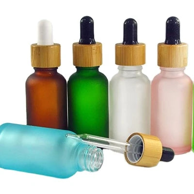 Custom Logo 20Ml 30Ml Glass Dropper Bottle Flask Black Dropper for Essential Oils for Skin Care Cream Screen Printing Surface