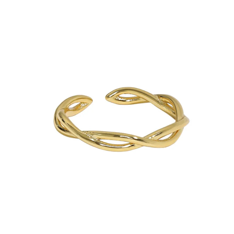 Wholesale Twisted Plain Silver Rings Sterling Silver Gold Plated Rings Trendy 925 Silver Ring for Women
