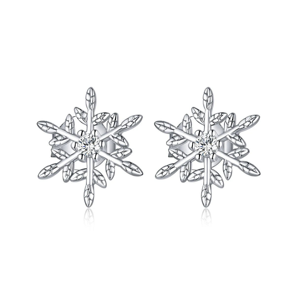 Factory 925 Sterling Silver Romantic Snowflakes Earrings for Women Korean Style Fine Jewelry BSE424