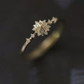 Newest INS Fashion Gold Plated 925 Sterling Silver CZ Zircon Snowflake Engagement Finger Rings for Women Jewelry