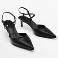 New Style Fetal Cowhide High-Heeled Shoes Pointed Toe Light Genuine Leather Rivets Stiletto Heel Bag Toe Empty Sandals