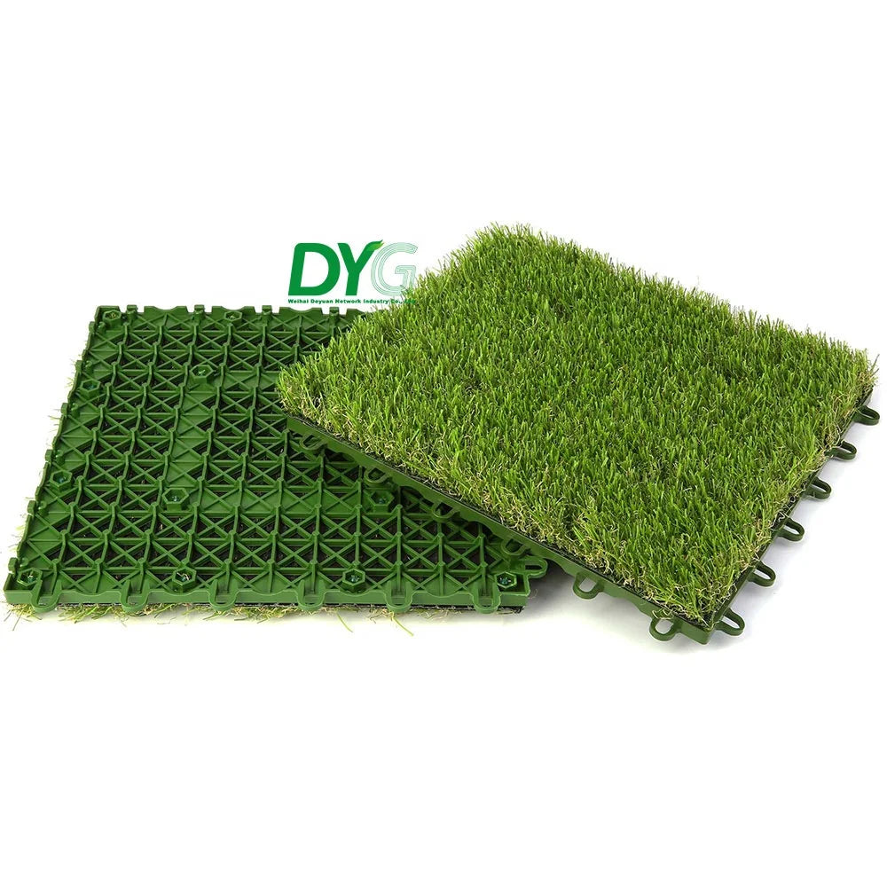 12"x12" Plastic Deck Tile in Green Artificial Grass Decking Synthetic Turf Tile Artificial Wood Grass Tile
