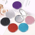 Wholesale 6 Colors Round Glitter Compact Mirror Travel Pocket Mirrors Hand Held Cosmetic Make up Mirror