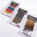 Private Label 0.03 Hand Made Natural Long Brown Color Individual Faux Cashmere Premium Mink Volume Matte Velvet Lash Extensions