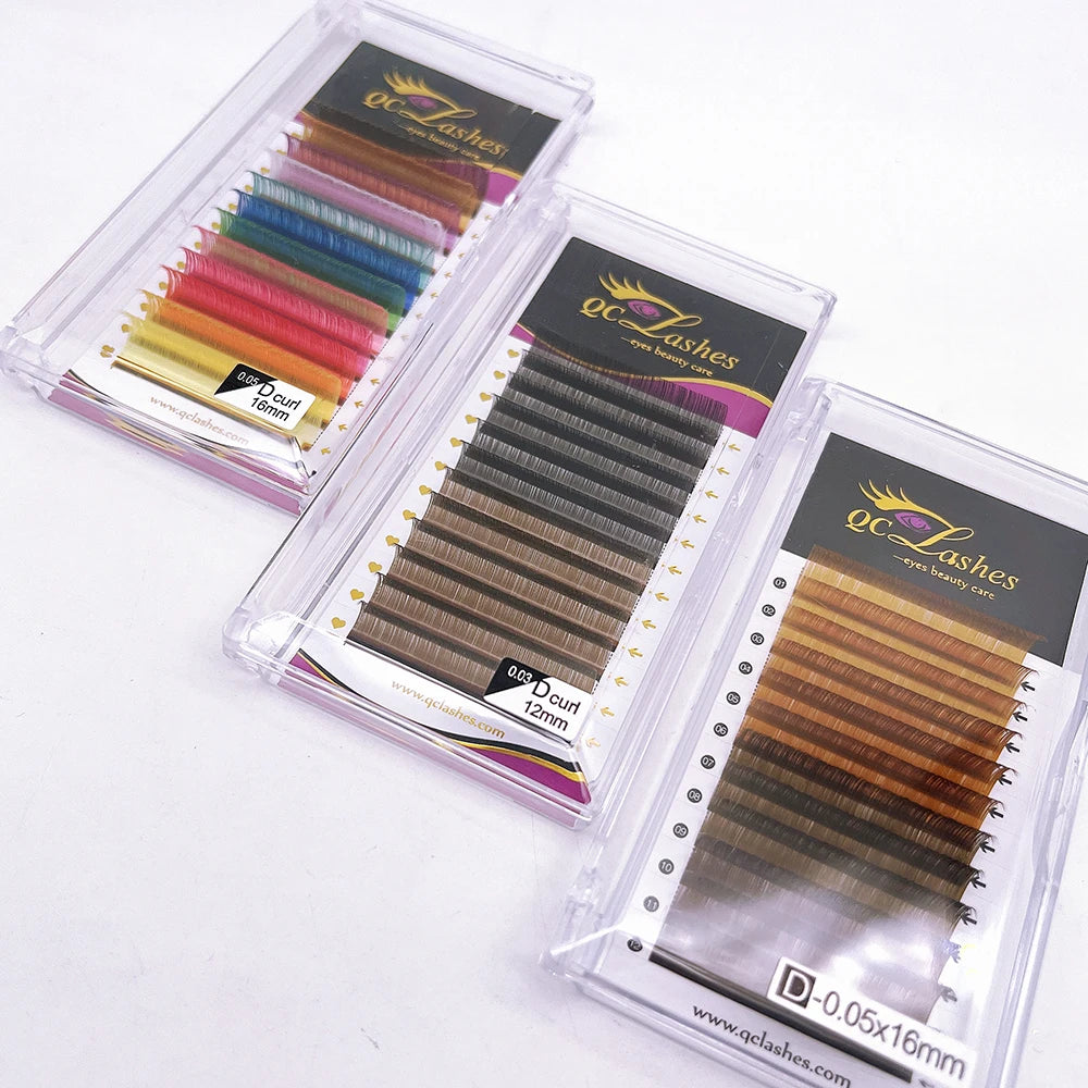 Private Label 0.03 Hand Made Natural Long Brown Color Individual Faux Cashmere Premium Mink Volume Matte Velvet Lash Extensions