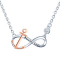 925 Silver Color Contrast Anchor and Irregular Infinity Symbol CZ Forever Love Letter Necklace