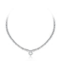 Platinum-Plated 925 Sterling Silver Cubic Zirconia Zirconia Round-Cut Tennis Chain Adjustable Multi Used Necklace