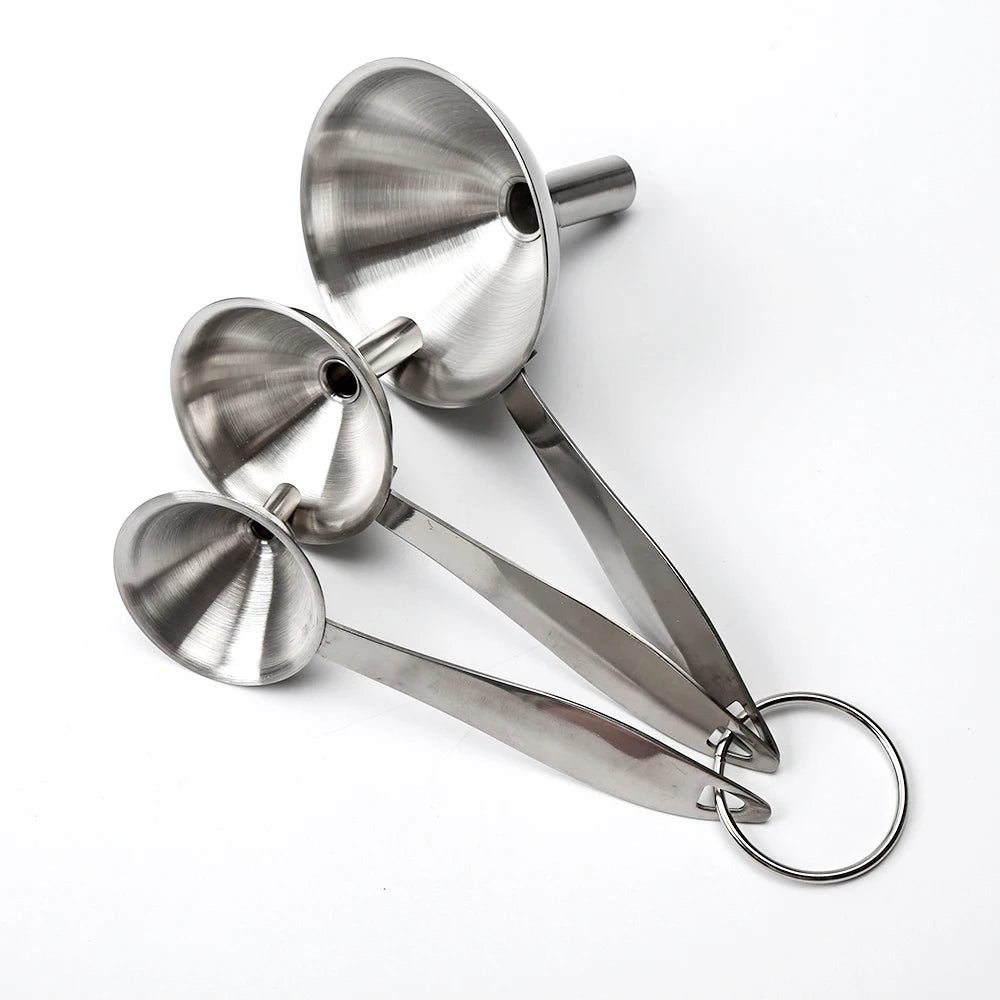 Kitchen Funnel for Filling Bottles 3pcs Stainless Steel Metal Funnels Set for Transferring Liquid Essential Oils
