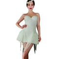 Elegant White Pearls Tassel Birthday Prom Dress Ladies Vintage Dance Stage Performance Wear Bride Wedding Party Dress Women