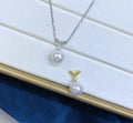 P1540 9-10mm DIY Natural  Freshwater Pearl Charm Pendant Necklace Accessory 925 Sterling Silver Jewelry for Women Without Chain
