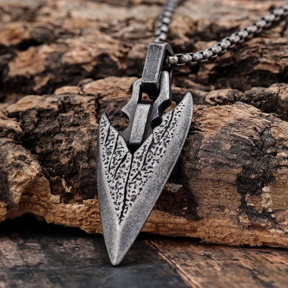 RTS Wholesale Retro Stainless Steel Nordic Celtic Viking weapon Spear Arrow Head Necklace Pendant for Men Boys
