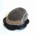 Q6 Thin PU Skin Base Fine French Lace Human Hair System Mens Toupee for Men With Front Lace Bleached