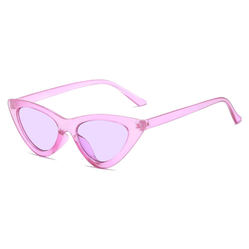 2024 New Cat Eye Sunglasses Fashion Small Frame PC Glasses with White Yellow Purple Red Blue Frames Sun Shades