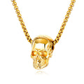 Fashion Golden Silver Black Hollow Skull Pendant Gold Plated Stainless Steel Beads Chain Hip Hop Unisex Necklace