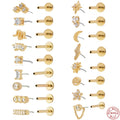 Getta Popular 925 Sterling Silver Push-In Cartilage Earrings Gold Plated Wholesale Piercing Jewelry Trendy Earrings for Gift