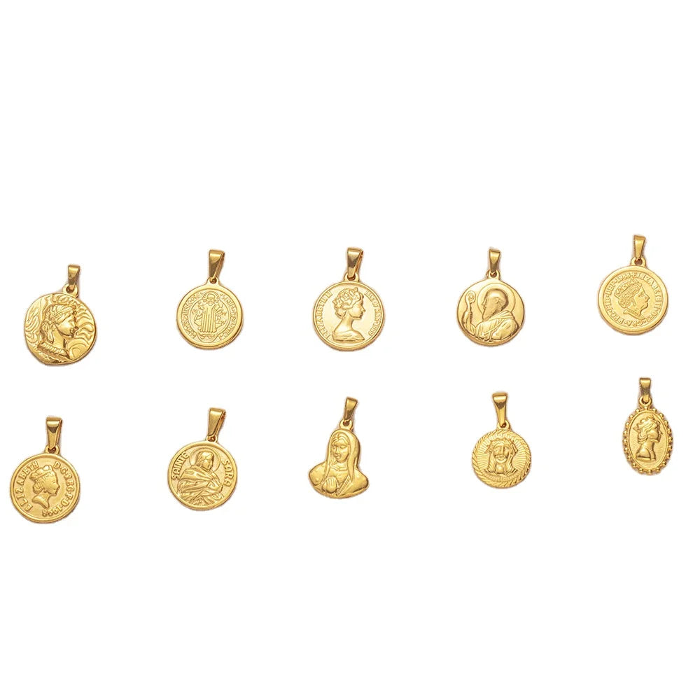 Religion Style Catholic Saint Benedict Stainless Steel Pendant Jesus Virgin Mary Pendant Charm for Men Women
