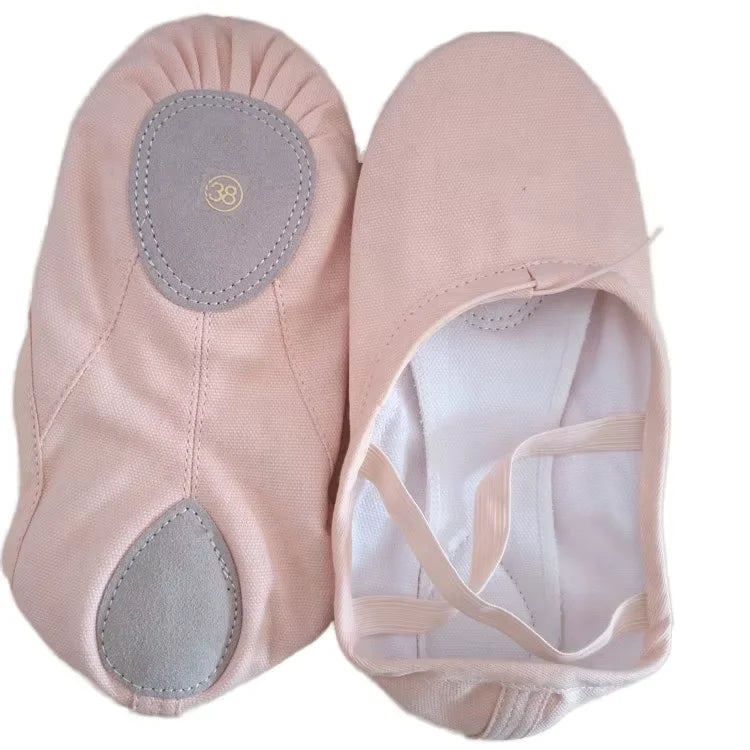 Delicate Girls' Ballet Moccasins Soft Canvas Dance Shoes with Genuine Leather Lining for Practice & Stage Performance