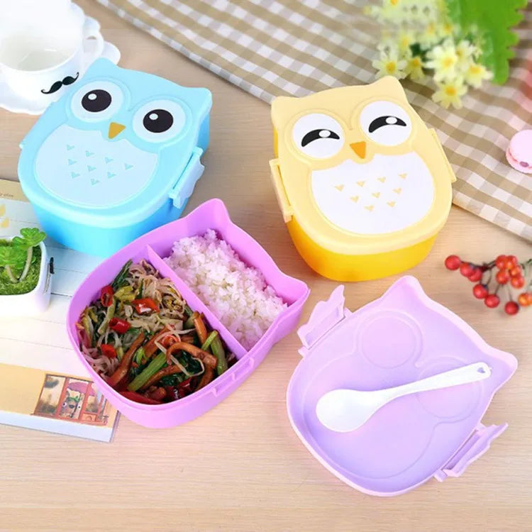 Owl Insulation Microwave 105g Lunch Box Student Lunch Box Cartoon Cute Children Plastic Sealed Fresh-Keeping Box
