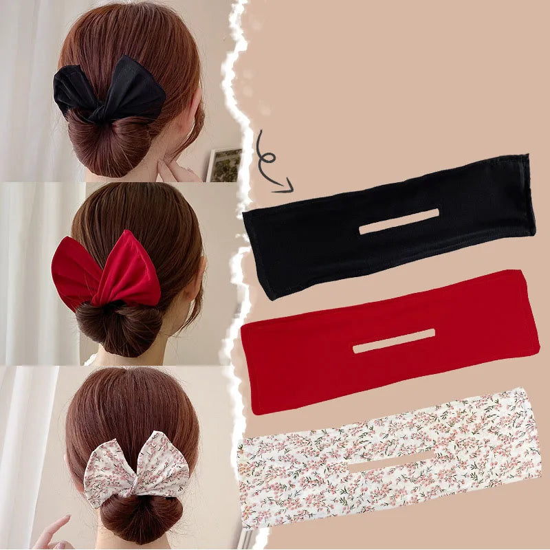 Multicolor  Bun Print Headband Hairpin for Women Girl Cloth Hair Circle Bun Maker Ponytail Holder Hair Accessories