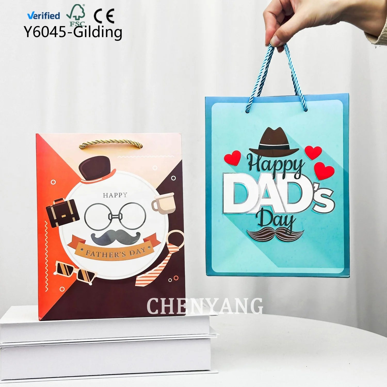 Quality Blue Wrap Papier Customize Papers Bags Bracelets Carry Mothers Easter Packaging Shooing Coated Printing Bag