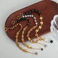 Minimalist Stainless Steel Copper Woven Chain Bracelet Natural Stone Agate Gemstone Bracelet Fresh Water Pearl Bracelet