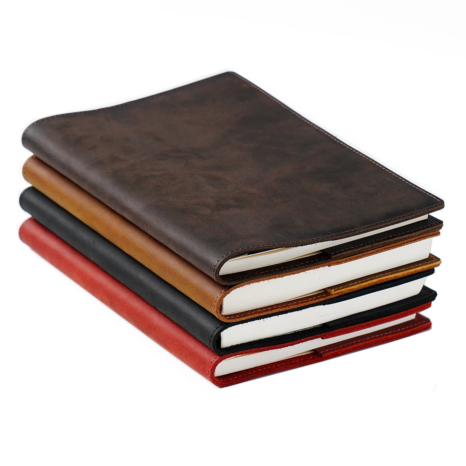 Customizable A5 Notebook Cowhide Journal Cover Large Organizer Planner Vintage Brown Crazy Horse Genuine Leather Spiral Style