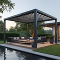Modern Aluminum Pergola with Custom Arch Gazebo Design and Waterproof Roof 10x10 10x13ft for Garden Building Pavilion Patio Deck MegaBDM