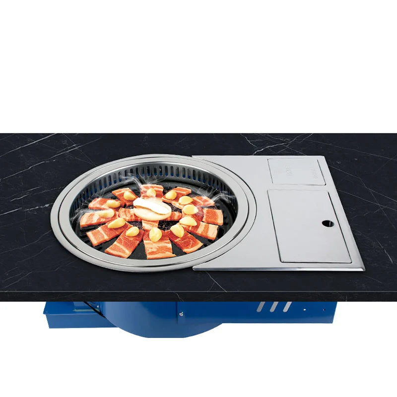 Professional Korean Built in Charcoal and Butane Gas BBQ Grill for Commercial Restaurant
