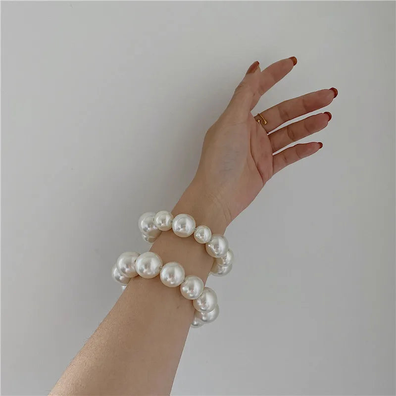Wholesale Pearl Hair Accessories Women Big Pearls Hair Band White Sweet Bracelets Pearl Hair Bands for Women Girls
